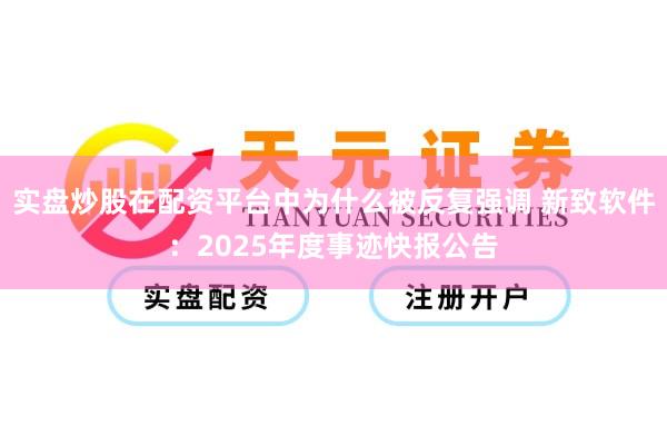 实盘炒股在配资平台中为什么被反复强调 新致软件：2025年度事迹快报公告