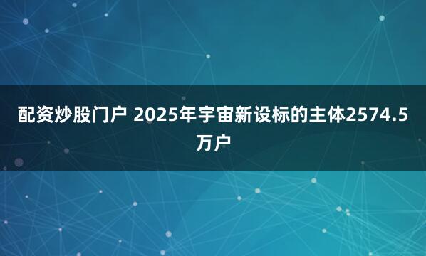 配资炒股门户 2025年宇宙新设标的主体2574.5万户